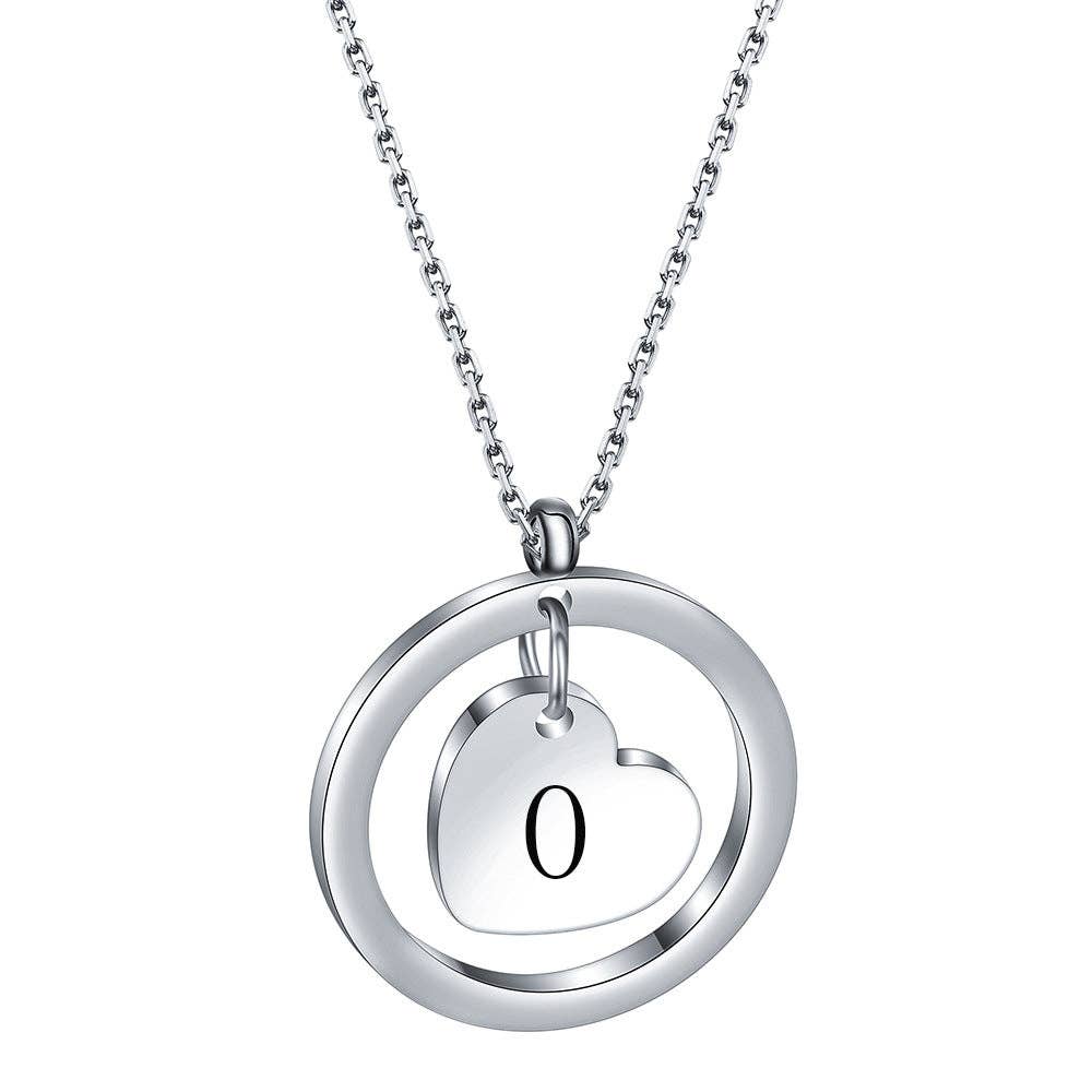 Initial Heart Charm In Ring Stainless Steel Necklace - Nifty Decor & More