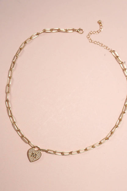 Initial Heart Lock Charm Necklace, Elegant Custom Pendant, Gift of Love Jewelry for Her, Bridal or Anniversary Presen charm necklace