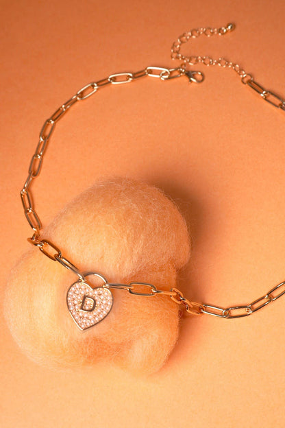 Initial Heart Lock Charm Necklace, Elegant Custom Pendant, Gift of Love Jewelry for Her, Bridal or Anniversary Presen charm necklace