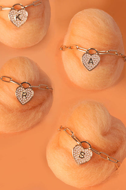 Initial Heart Lock Charm Necklace, Elegant Custom Pendant, Gift of Love Jewelry for Her, Bridal or Anniversary Presen charm necklace