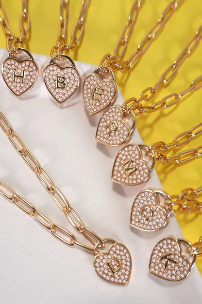 Initial Heart Lock Charm Necklace, Elegant Custom Pendant, Gift of Love Jewelry for Her, Bridal or Anniversary Presen charm necklace