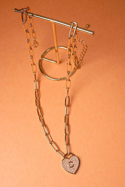 Initial Heart Lock Charm Necklace, Elegant Custom Pendant, Gift of Love Jewelry for Her, Bridal or Anniversary Presen charm necklace