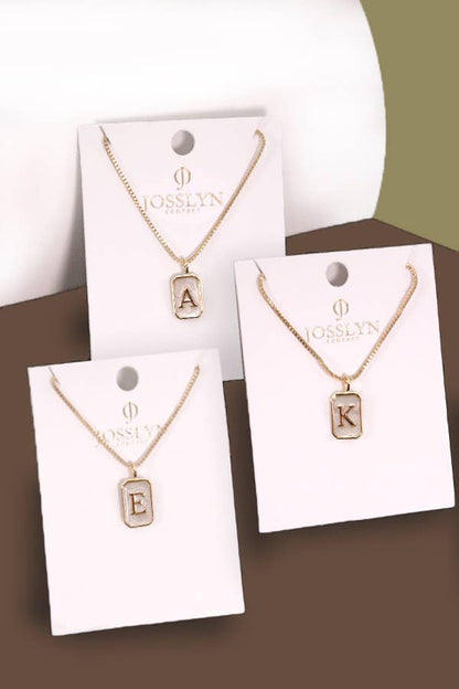 Initial Monogram Necklace, Chic Rectangle Pearl Charm, Customizable Statement Piece for Special Occasions - Nifty Decor & More