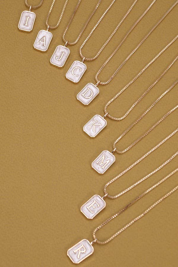 Initial Monogram Necklace, Chic Rectangle Pearl Charm, Customizable Statement Piece for Special Occasions - Nifty Decor & More