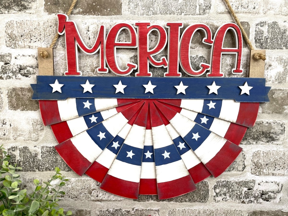 Interchangeable Patriotic Bunting Wall Decor | 4-in-1 USA Pride Sign Set - Nifty Decor & More