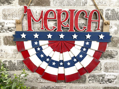 Interchangeable Patriotic Bunting Wall Decor | 4-in-1 USA Pride Sign Set - Nifty Decor & More