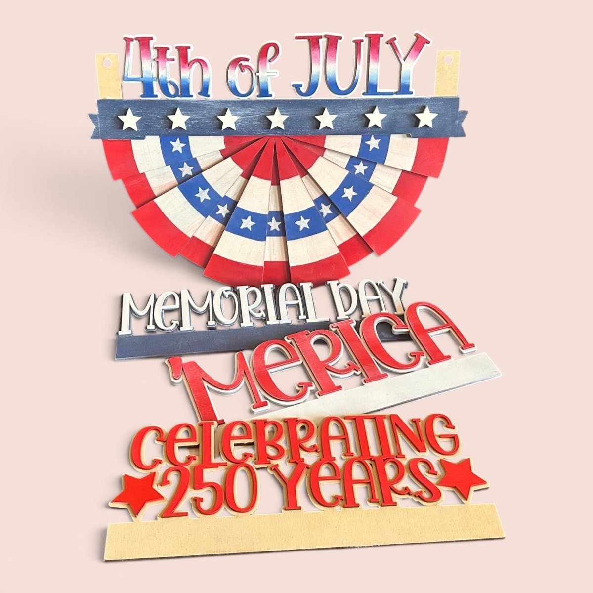 Interchangeable Patriotic Bunting Wall Decor | 4-in-1 USA Pride Sign Set - Nifty Decor & More