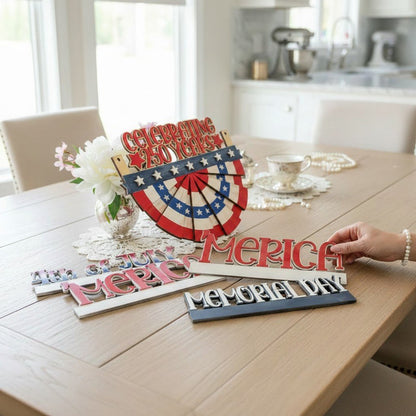 Interchangeable Patriotic Bunting Wall Decor | 4-in-1 USA Pride Sign Set - Nifty Decor & More
