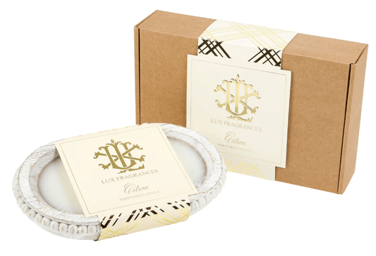 Italian Linen 12oz Clear Glass w/White Lid - LUX - Nifty Decor & More