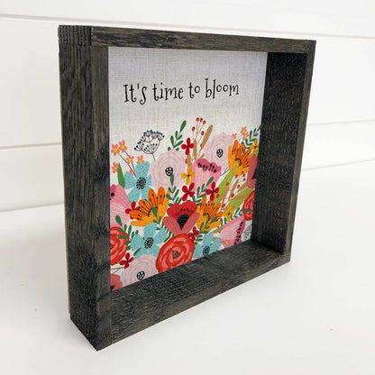 It's Time To Bloom Canvas Wall Art, Inspirational Home Decor, Flower Canvas Print, Motivational Quote Art for Living Room - Nifty Decor & More