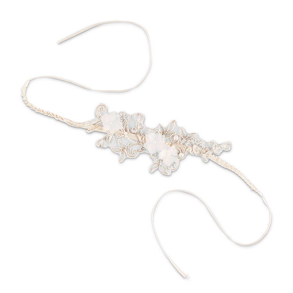 Ivory Embroidered Appliqué Bridal Garter - Nifty Decor & More