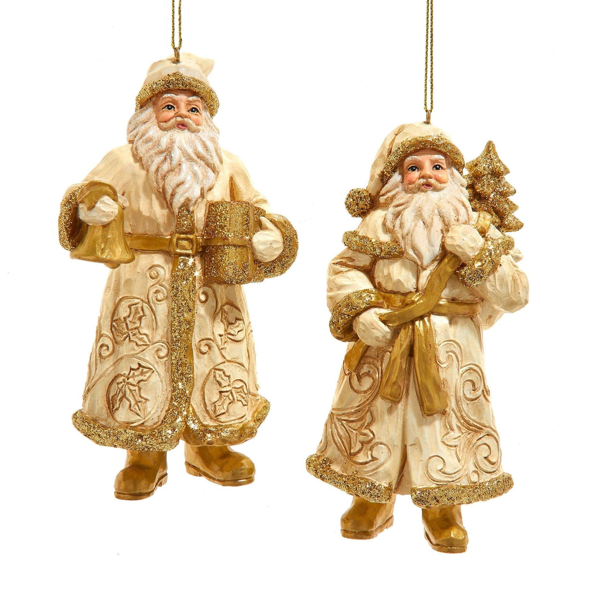 Ivory & Gold Santa Orns, 2 Assorted - Nifty Decor & More