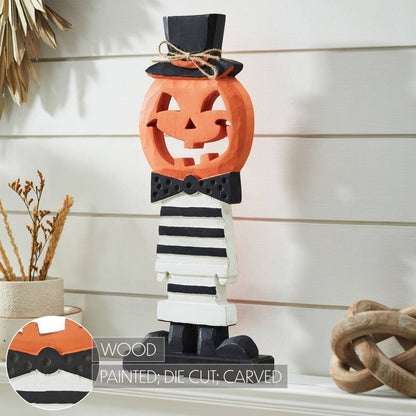 Jack-O'-Lantern with Top Hat Halloween Shelf Sitter 17.5" - Nifty Decor & More