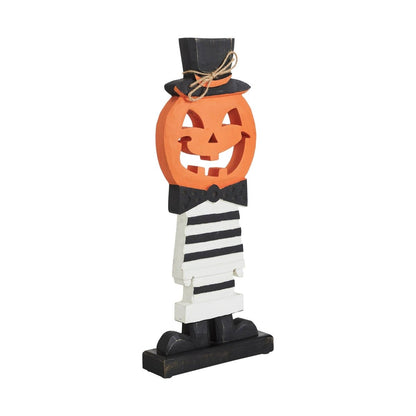 Jack-O'-Lantern with Top Hat Halloween Shelf Sitter 17.5" - Nifty Decor & More