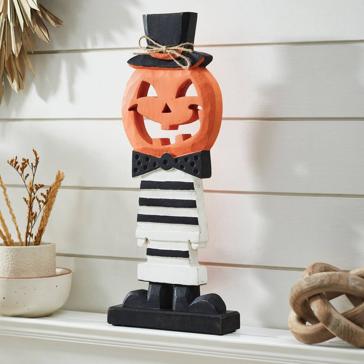 Jack-O'-Lantern with Top Hat Halloween Shelf Sitter 17.5" - Nifty Decor & More