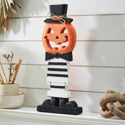 Jack-O'-Lantern with Top Hat Halloween Shelf Sitter 17.5" - Nifty Decor & More