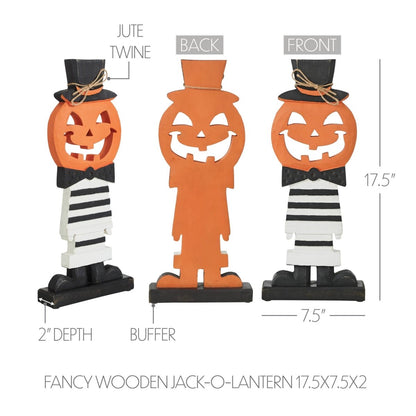 Jack-O'-Lantern with Top Hat Halloween Shelf Sitter 17.5" - Nifty Decor & More