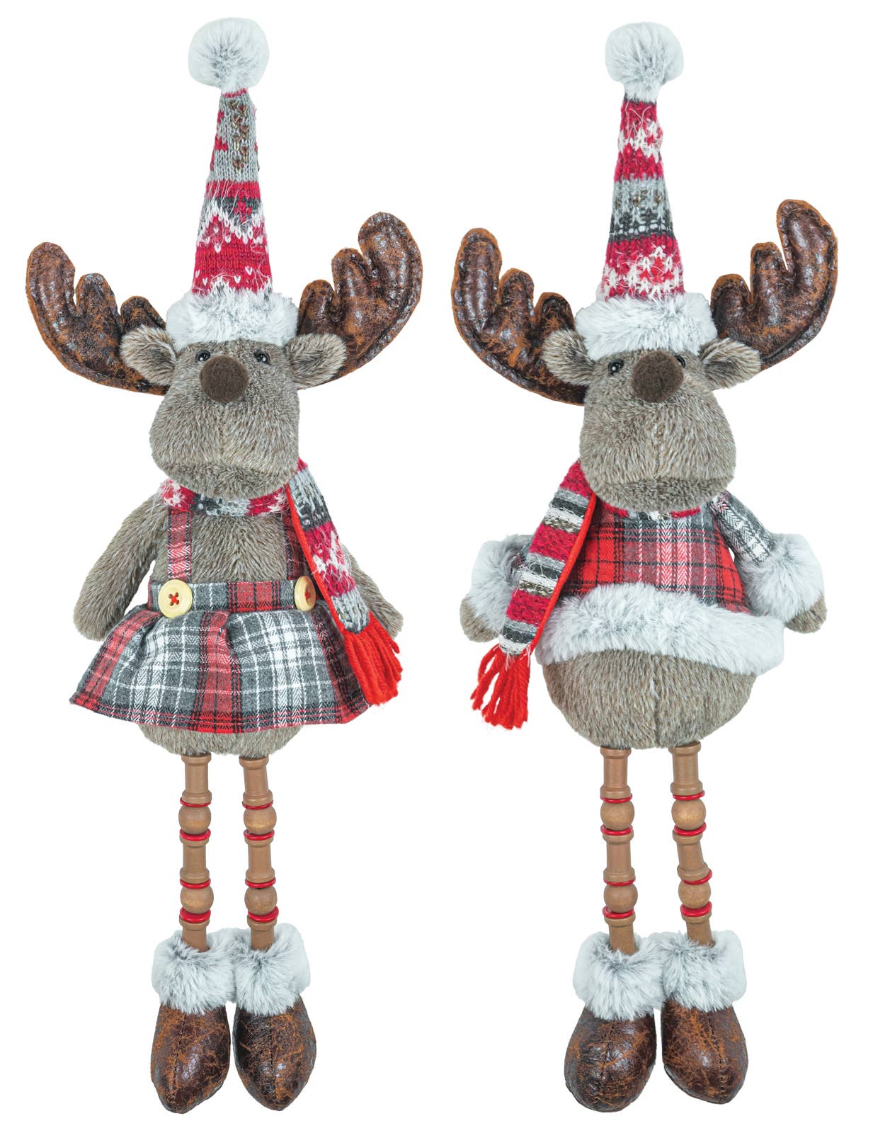 Jolly Plaid Moose Button Legs - Nifty Decor & More