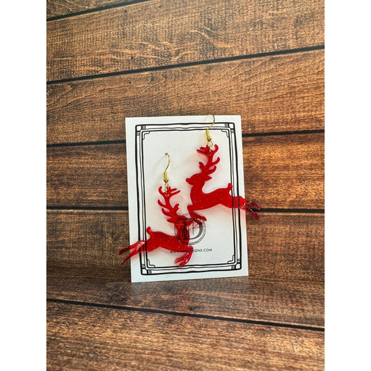 Jumping Reindeer Acrylic Earrings - Nifty Decor & More