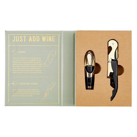 Just Add Wine Wine Serving Set Book Box -