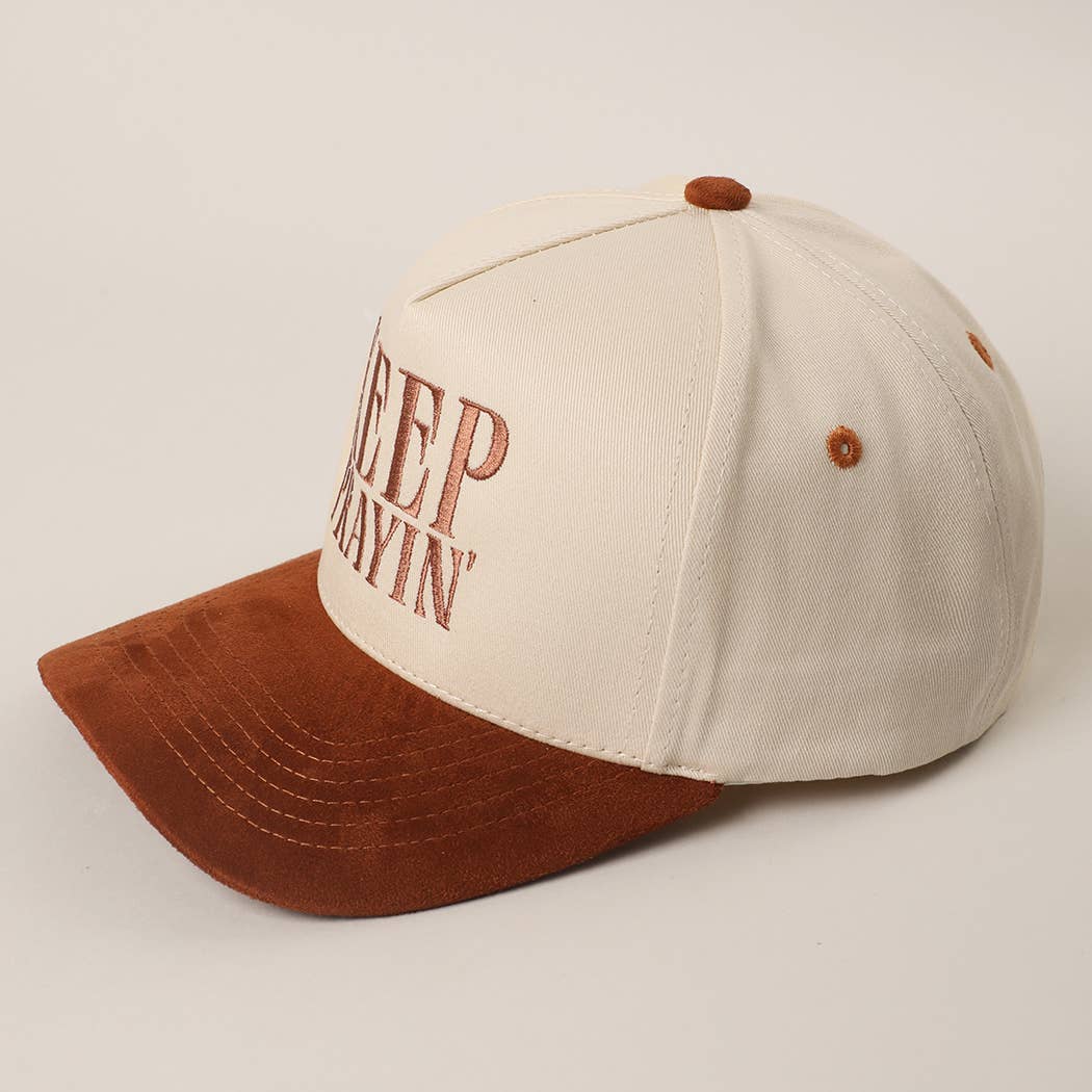 KEEP PRAYIN' Two - toned Suede Canvas Trucker Hat - Nifty Decor & More