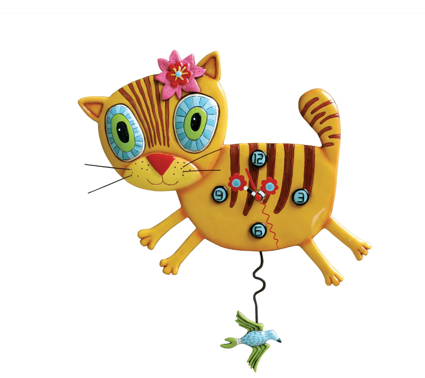 Kimi Kitty Whimsical Stone Resin Cat Wall Clock - Nifty Decor & More