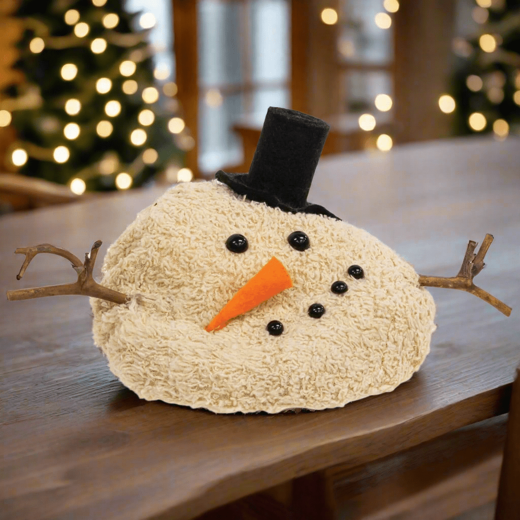 Large Chenille Melting Snowman Decorative Tabletop Object
