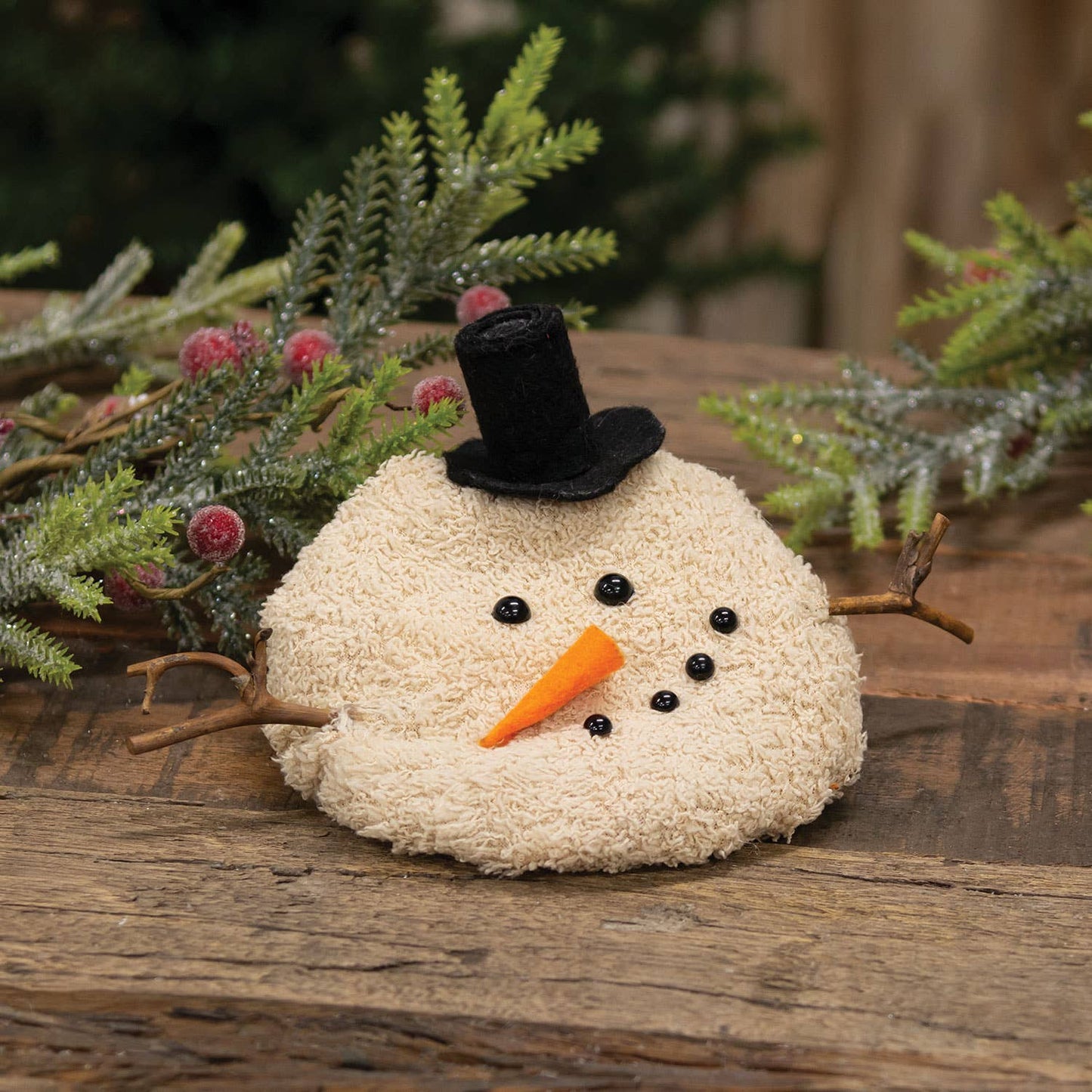 Large Chenille Melting Snowman Decorative Tabletop Object Melting Snowman Head