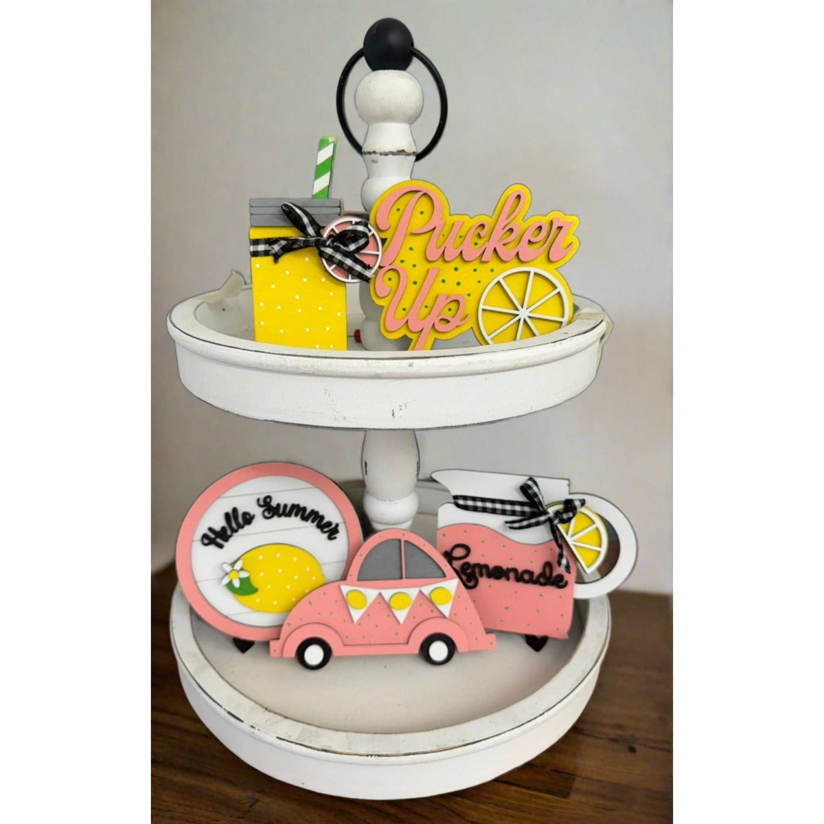 Lemonade Tiered Tray Summer Decor Kit Squeeze the Day Mini Signs and Lemonade Stand Accents - Nifty Decor & More