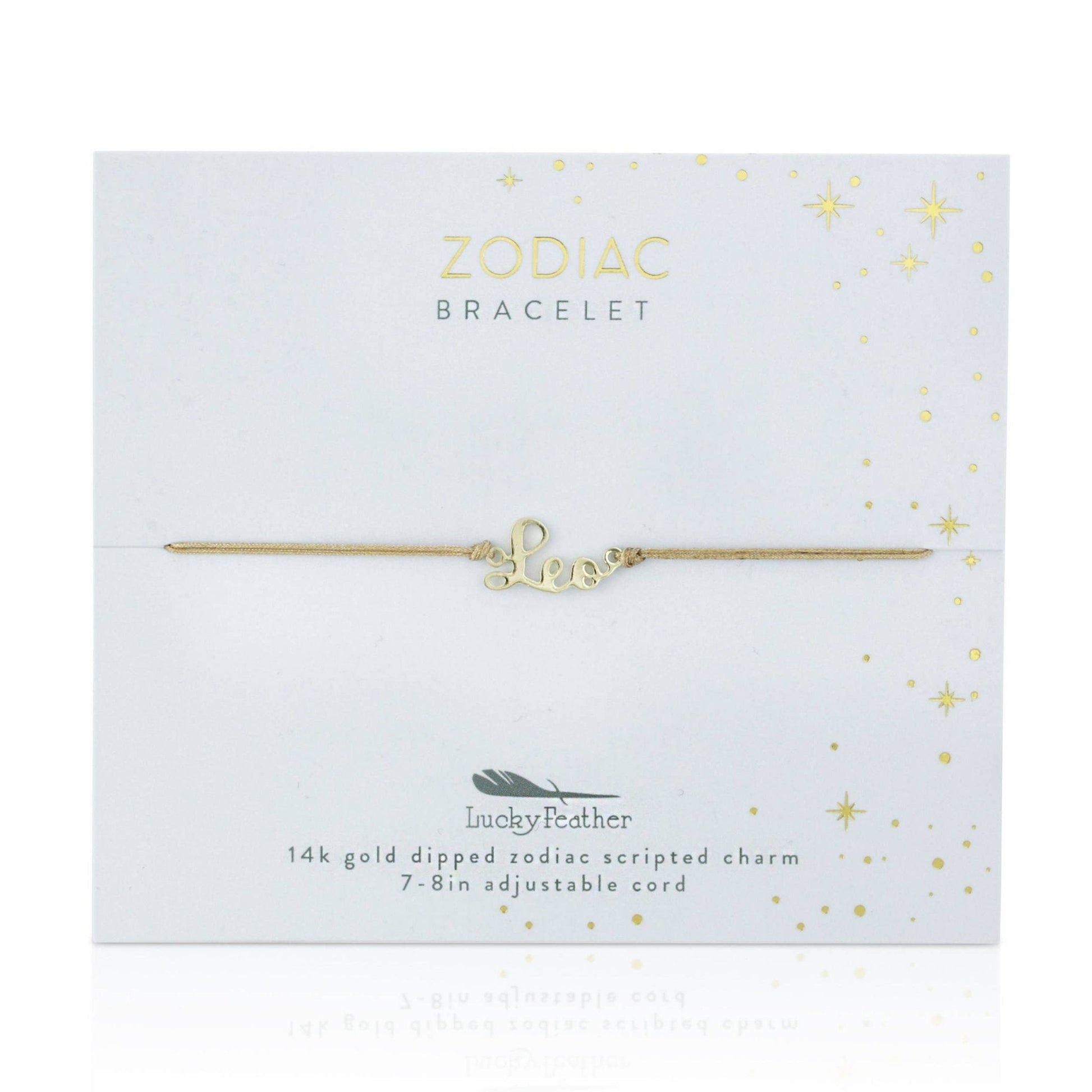LEO Zodiac Cord Bracelet Gold - July 21 - August 22 - Nifty Decor & More