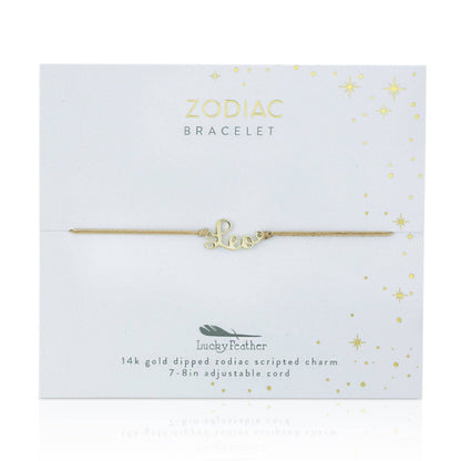 LEO Zodiac Cord Bracelet Gold - July 21 - August 22 - Nifty Decor & More