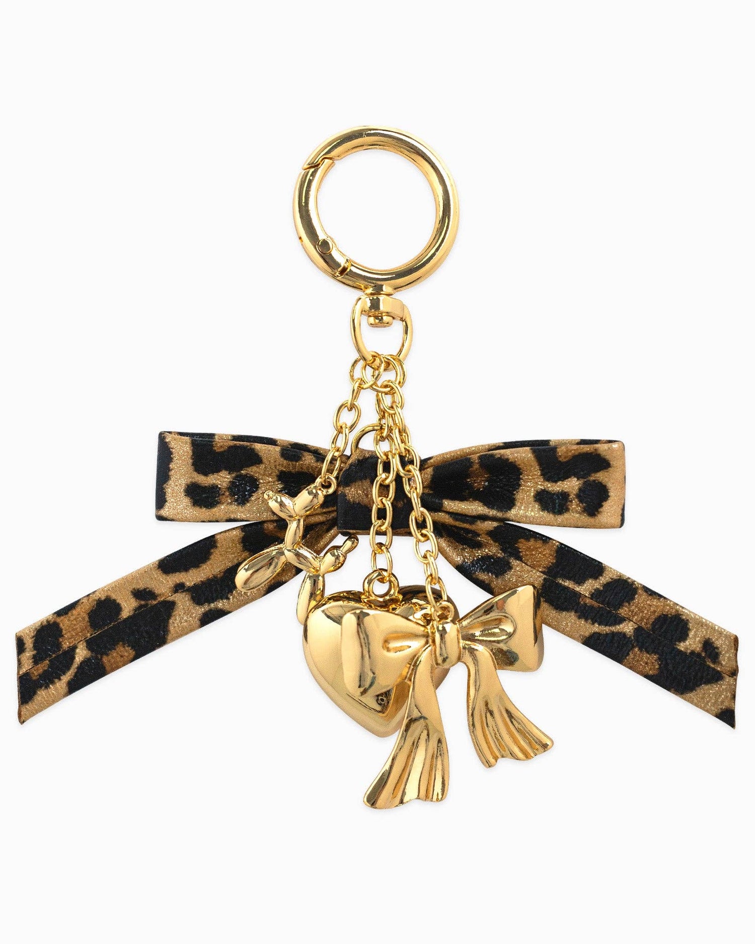 Leopard Bow Ribbon Heart Bag Charm - Nifty Decor & More