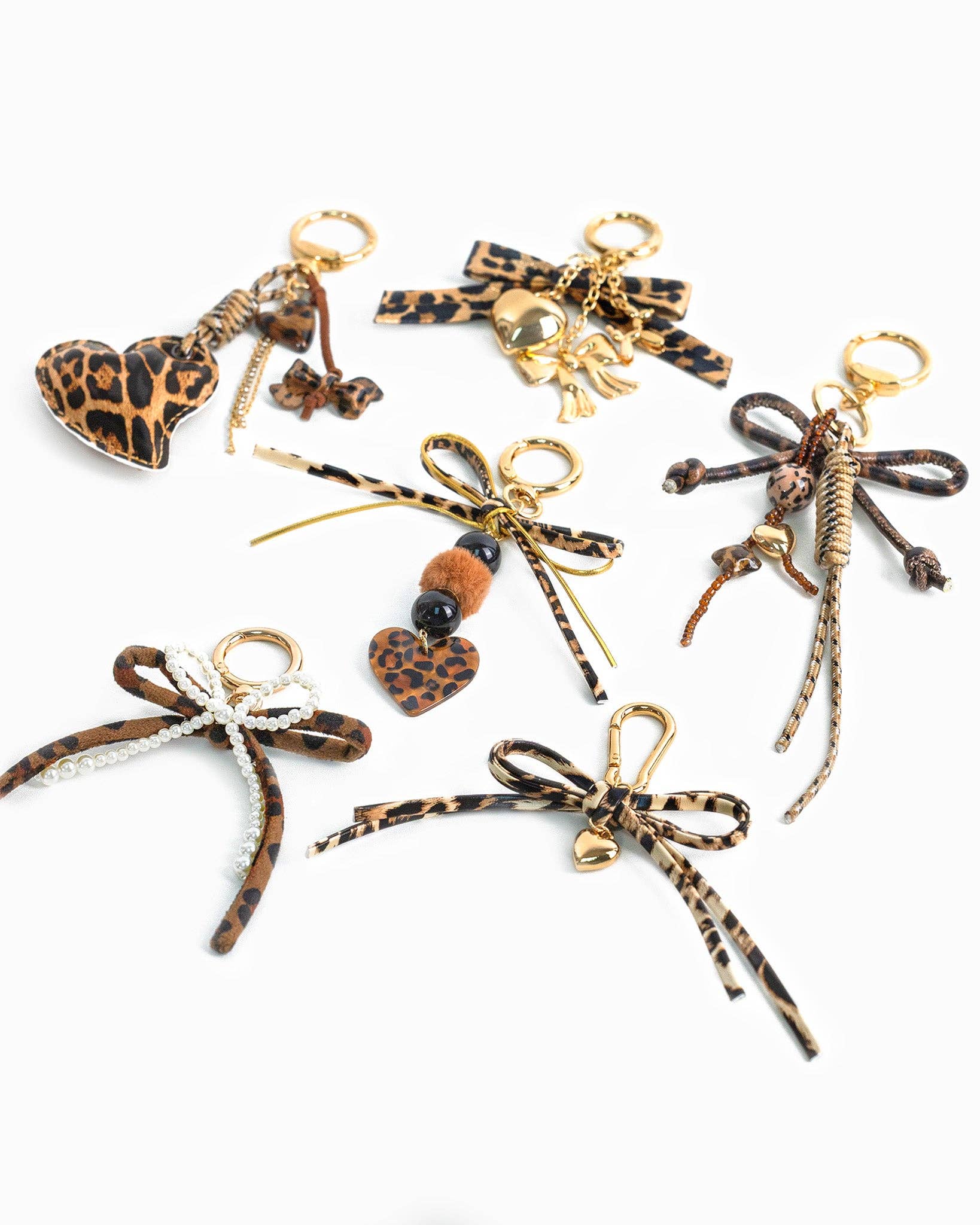 Leopard Leather Puffed Heart Rope Bag Charm - Nifty Decor & More