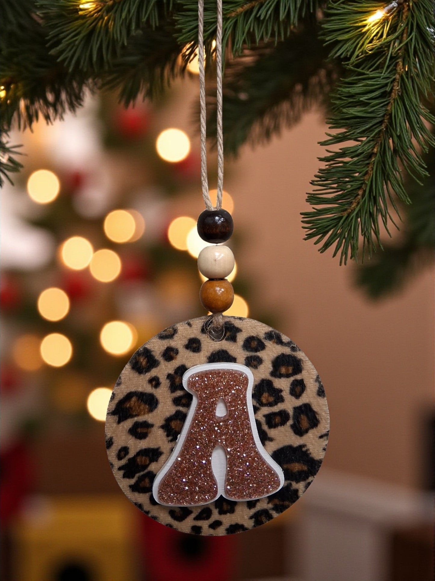 Leopard Print Handmade Monogram Ornament - Nifty Decor & More