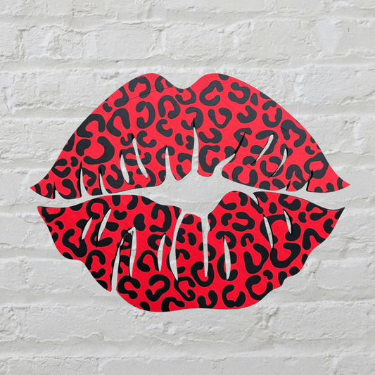 Leopard Print Red Black Lips Wall Hanger, Preppy Eye - Catching Animal Print Wall Art for Trendy Spaces, Perfect Gift for Bold Decor Fans - Nifty Decor & More