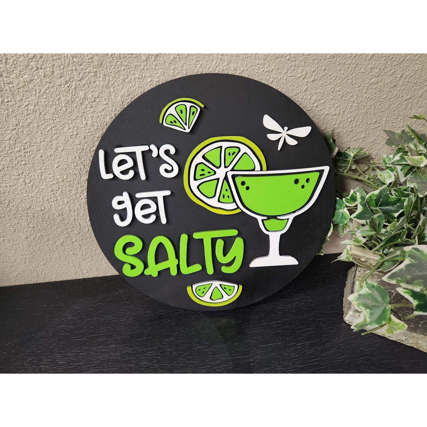 Let’s Get Salty Margarita Wall Decor – Summer Beach House Wood Sign - Nifty Decor & More