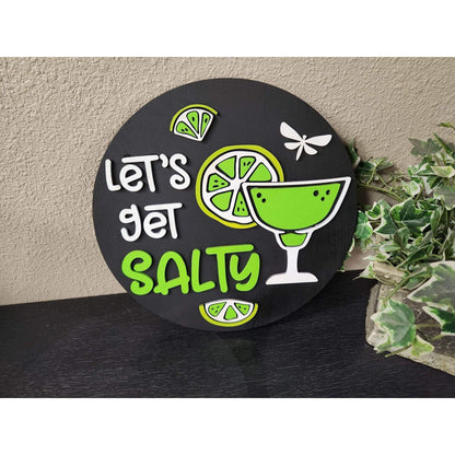 Let’s Get Salty Margarita Wall Decor – Summer Beach House Wood Sign - Nifty Decor & More