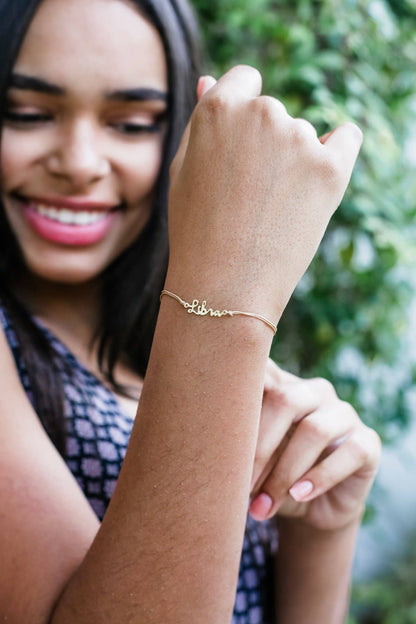 LIBRA Zodiac Cord Bracelet Gold - September 23 - October 22 - Nifty Decor & More