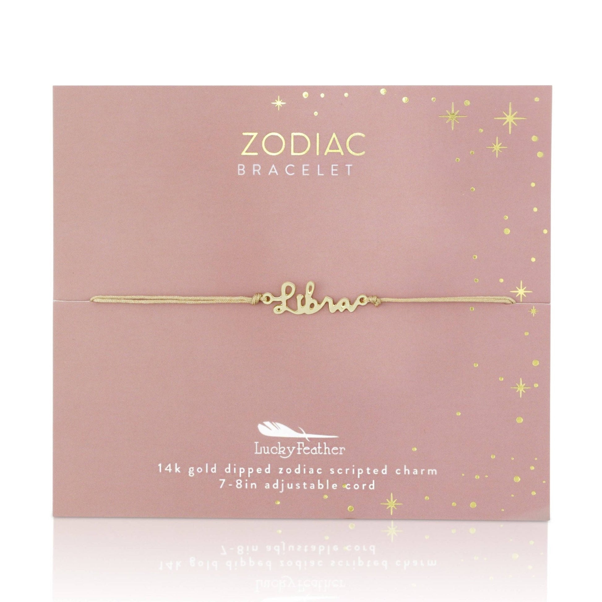 LIBRA Zodiac Cord Bracelet Gold - September 23 - October 22 - Nifty Decor & More
