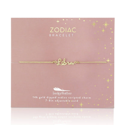 LIBRA Zodiac Cord Bracelet Gold - September 23 - October 22 - Nifty Decor & More