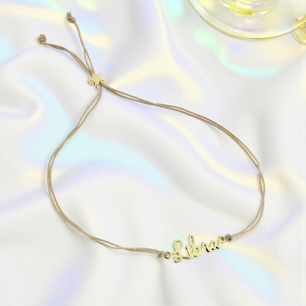 LIBRA Zodiac Cord Bracelet Gold - September 23 - October 22 - Nifty Decor & More