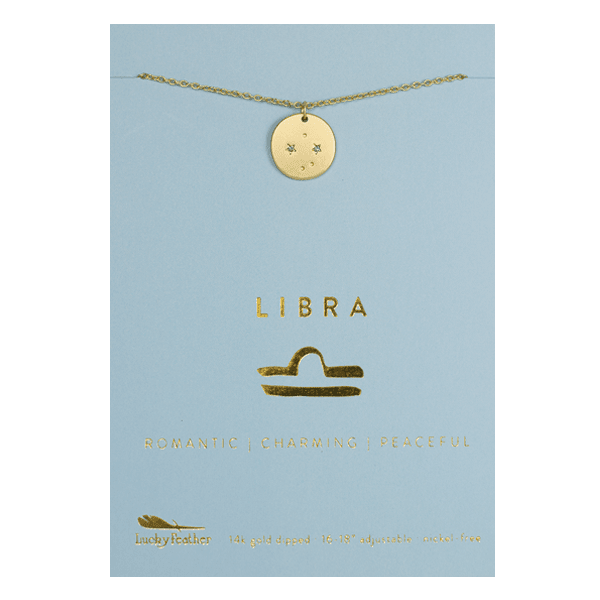 LIBRA Zodiac Necklace - Gold - (Sept 23 - Oct 22) - Nifty Decor & More