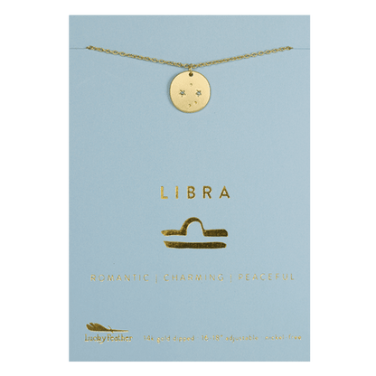 LIBRA Zodiac Necklace - Gold - (Sept 23 - Oct 22) - Nifty Decor & More