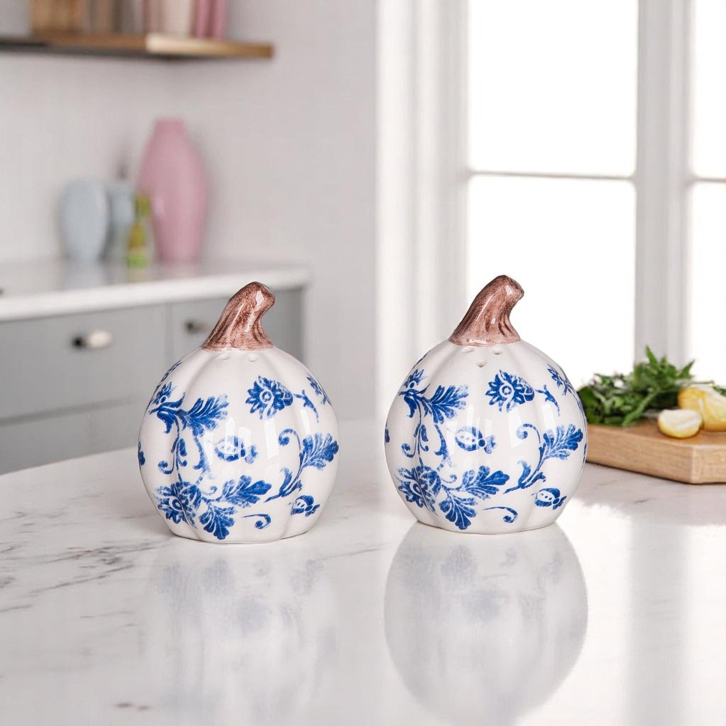 Light Blue Pumpkin Salt and Pepper Shaker Set, Charming Kitchen Decor, Perfect Cooking Companion, Unique Housewarming Gift - Nifty Decor & More