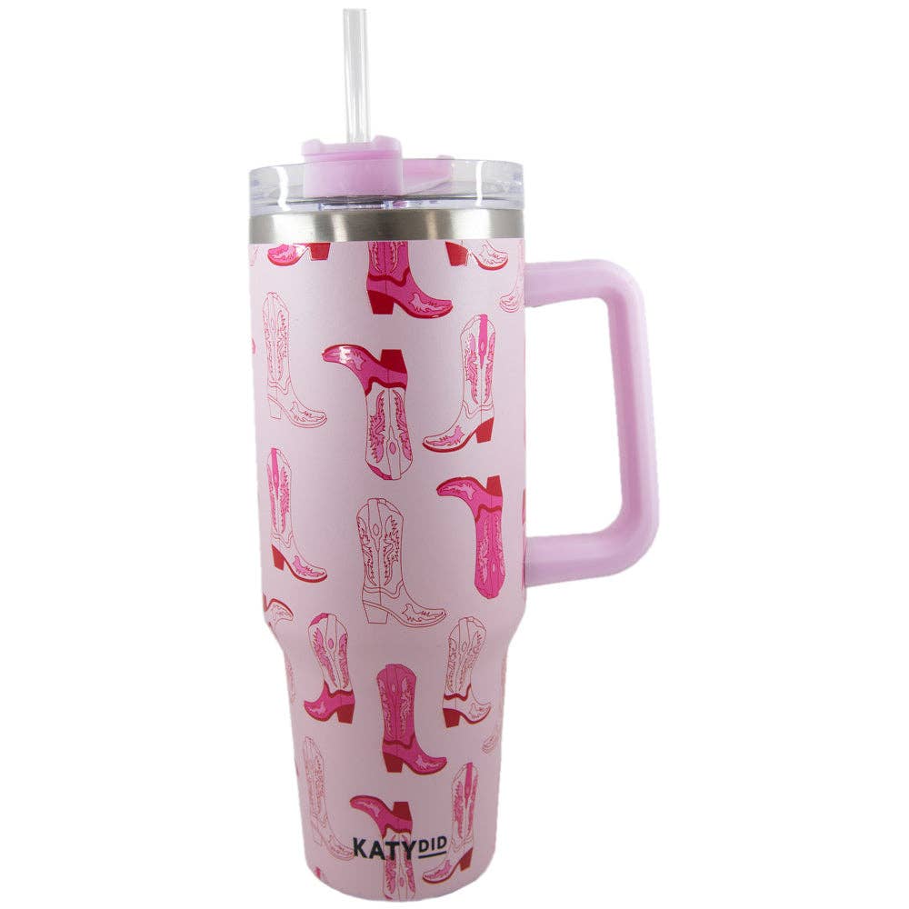 Light Pink Western Boots Tumbler Cup, Stylish Insulated Drinkware with Handle for Everyday Use, Fun Gift for Western Lovers - Nifty Decor & More