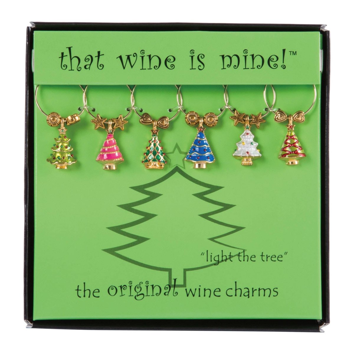 Light the Tree Painted Wine Charms 6-Piece - Nifty Decor & More