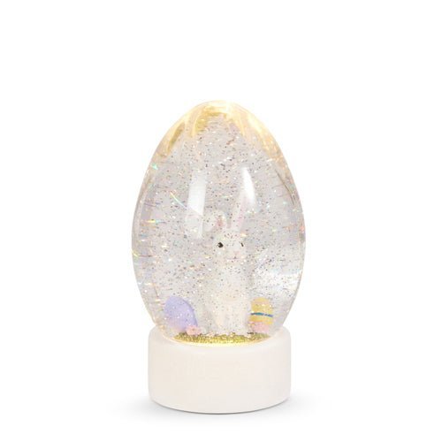 Lighted Easter Bunny Swirling Glitter Water Egg, 8.5" Decorative Spring Décor, Cute Easter Gift & Table Centerpiece - Nifty Decor & More