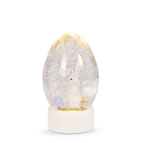 Lighted Easter Bunny Swirling Glitter Water Egg, 8.5" Decorative Spring Décor, Cute Easter Gift & Table Centerpiece