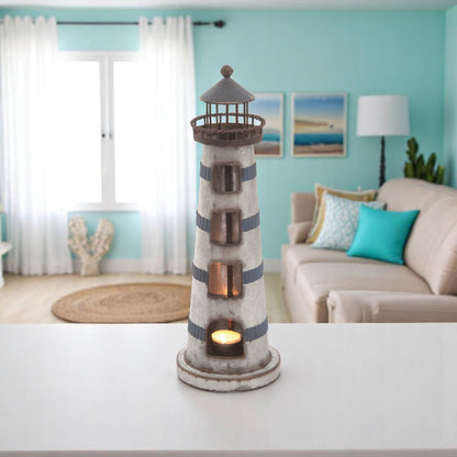 Lighthouse Tealight Holder | Spring Decor | Coastal Chic Candle Lantern |Perfect Gift for Beach Lovers - Nifty Decor & More