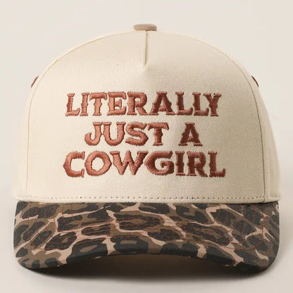 Literally Just A Cowgirl Leopard Trucker Hat - Nifty Decor & More